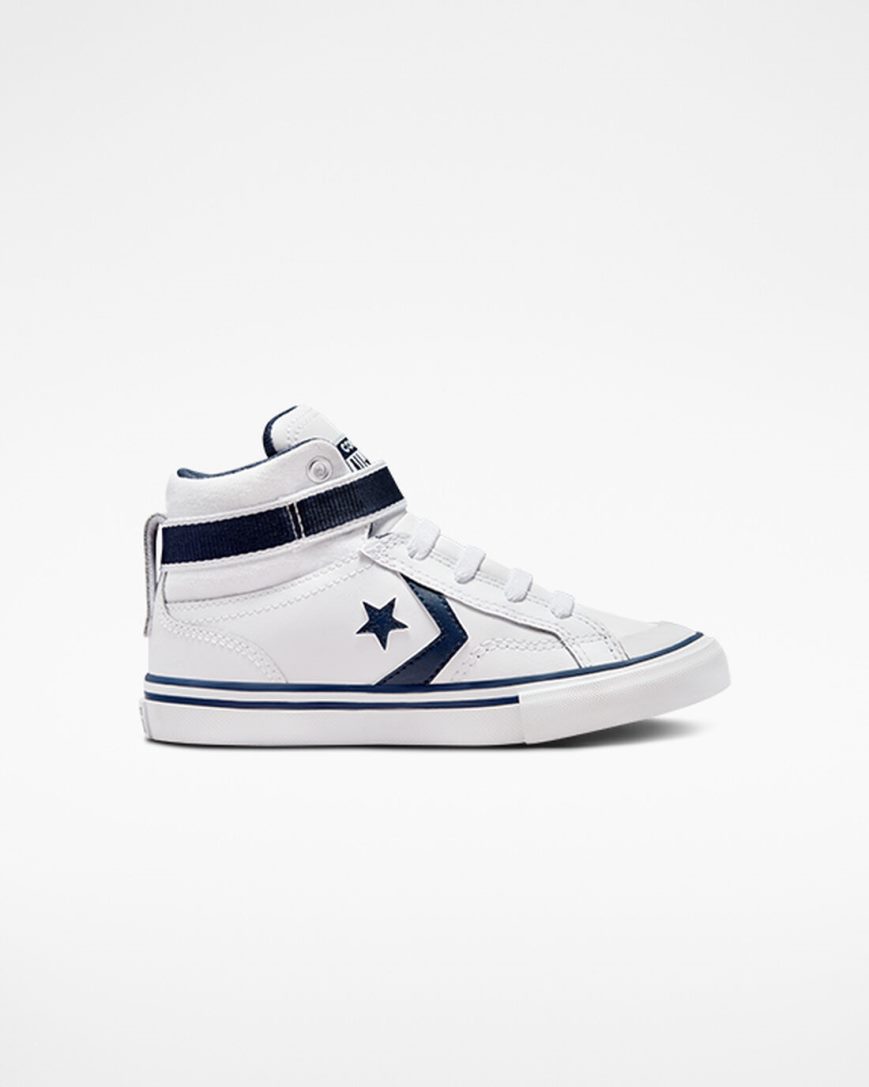Boys\' Converse Pro Blaze Strap Easy-On Varsity Club High Top Shoes White / Navy / White | AU EC416U